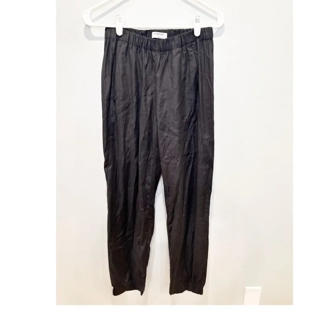Aritzia babaton dexter linen blend tapered pant black